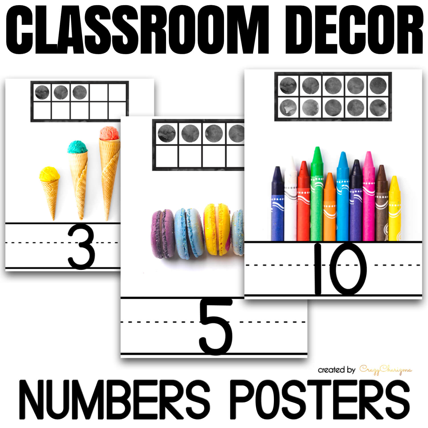 Use these bright number posters in your classroom or homeschool.