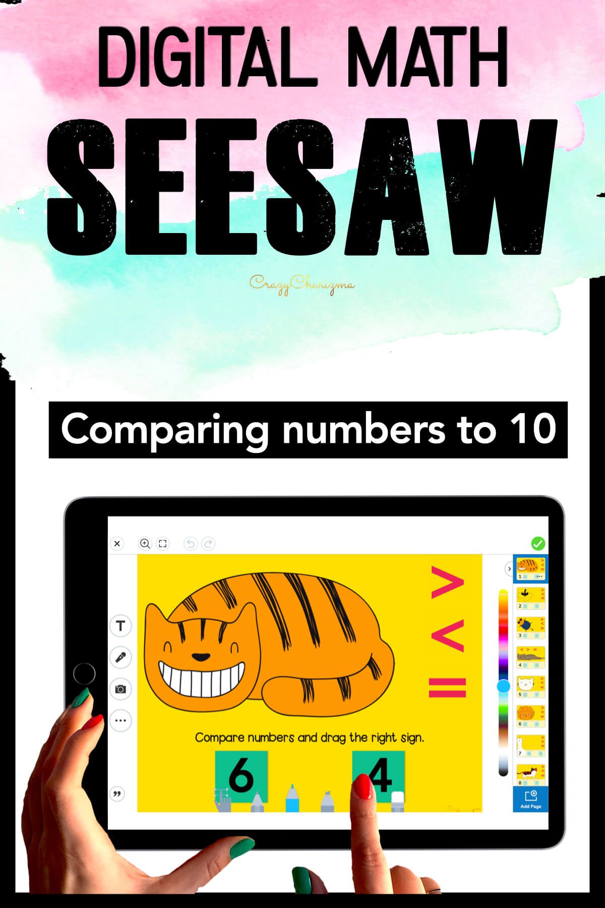 Need fun activities to use in Seesaw? Looking for engaging practice for distance learning? Have fun with this math center. Kids will compare numbers within 10 and drag moveable pieces with the correct sign.