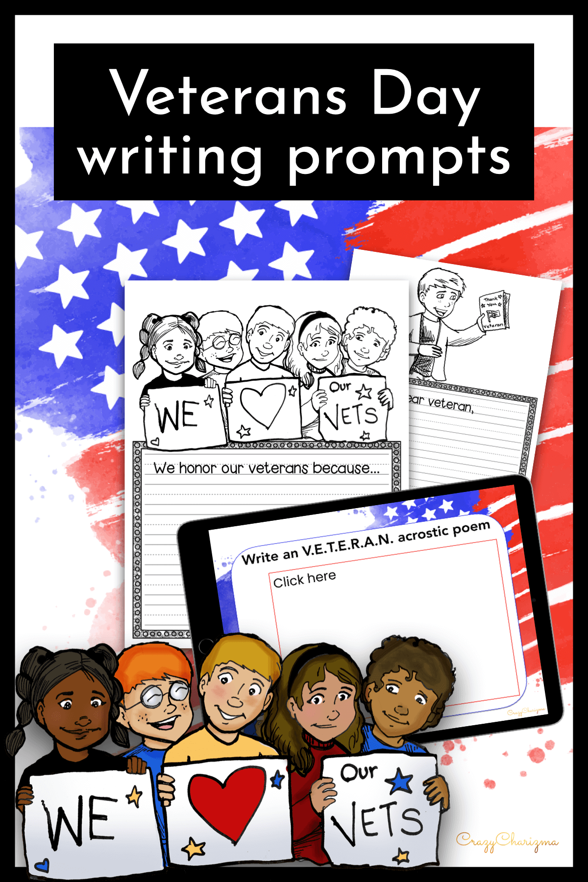 Do you need engaging writing prompts about Veterans Day? Your kids will write about veterans, why and how we should honor them, and much more! The PRINTABLE and DIGITAL version for Google Slides is available!
