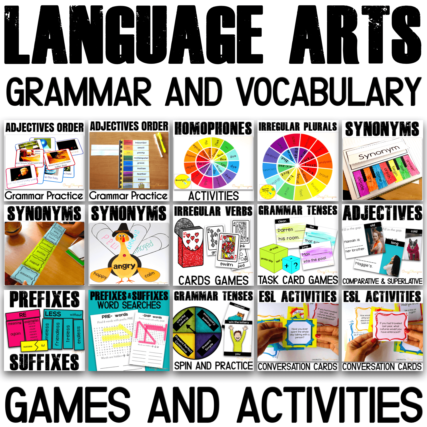 Do you need a comprehensive way to practice numerous Grammar and Vocabulary topics in middle school and with ESL students? Grab this time-saving bundle of language arts centers and games for your students. Some of sets (not all) can be used for distance learning.