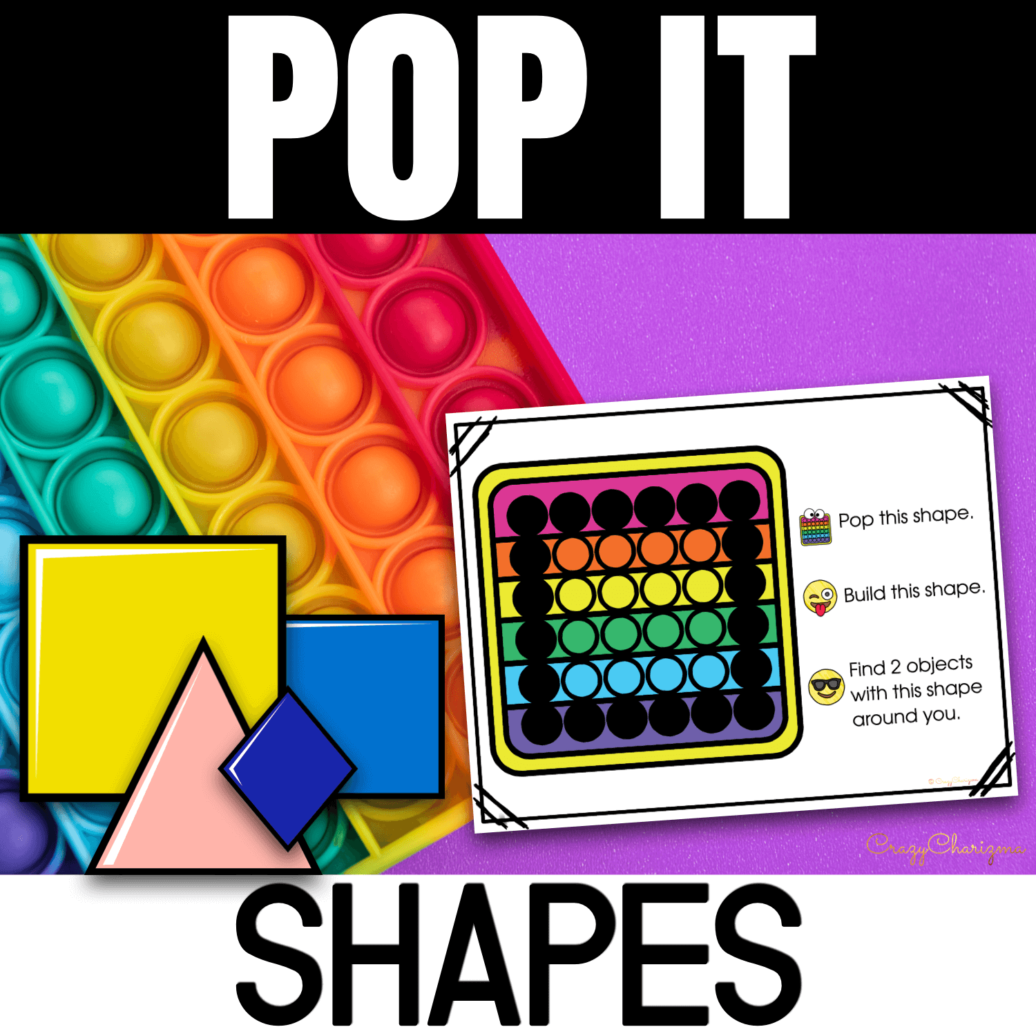 Need fun hands-on pop it activities to practice SHAPES? Look no further! This set is perfect for morning work, small group, early finishers, table time, arrival activity, review, or a center activity.