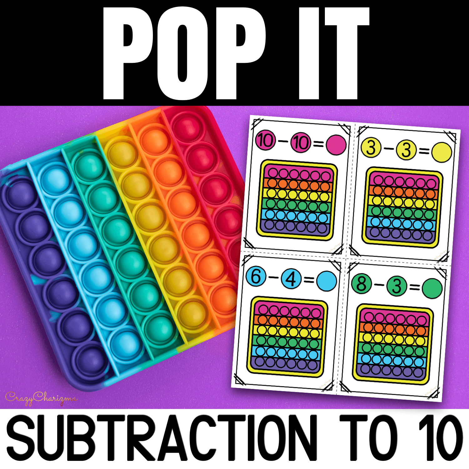 Need engaging kinesthetic pop it activities to practice subtraction to 10? Not just play but also practice facts! Use for morning work, small group, early finishers, table time, arrival activity, review, or a center activity.