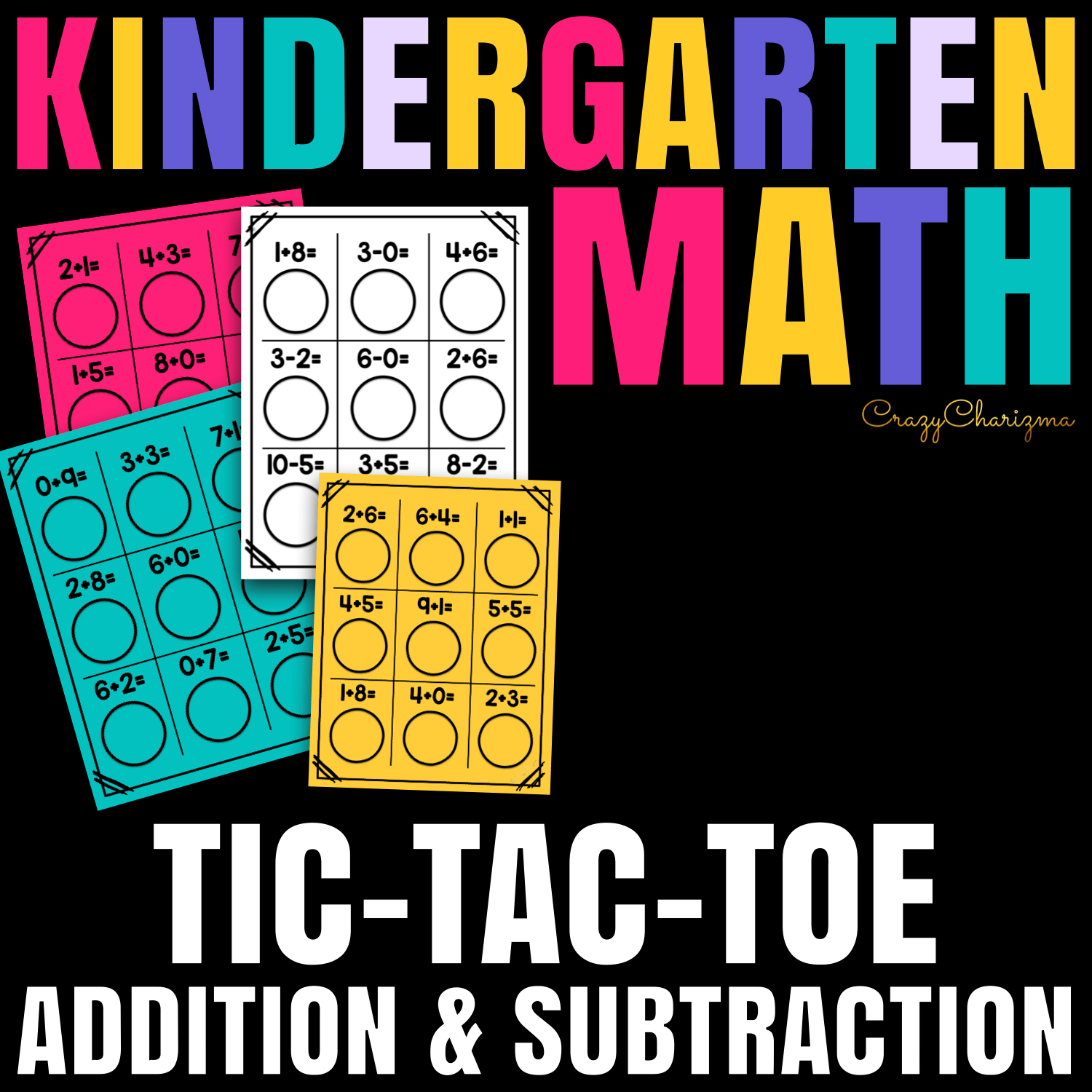 Practice addition and subtraction to 10 with tic-tac-toe activities, kids love them a lot! Find inside 12 pages: cards to practice addition to 10, subtraction within 10, and a mix of both.