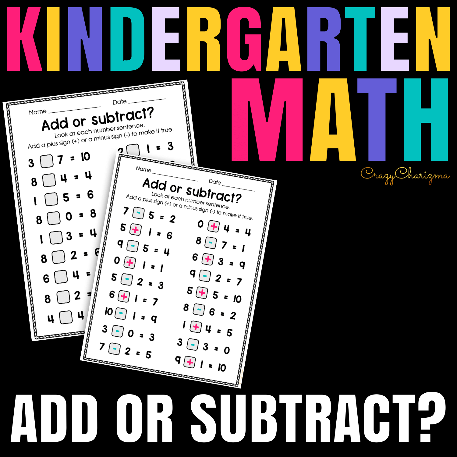 Practice addition and subtraction to 10 with these worksheets. Kids will decide what sign (plus or minus) to choose so that the number sentence is correct.