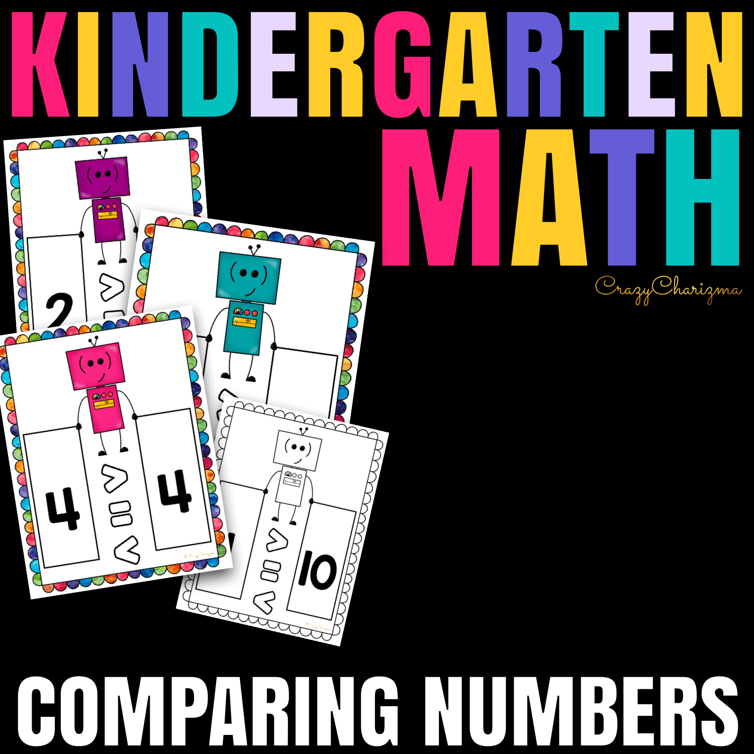 Practice comparing numbers to 10 with these bright and engaging math centers. A black and white version is also included.