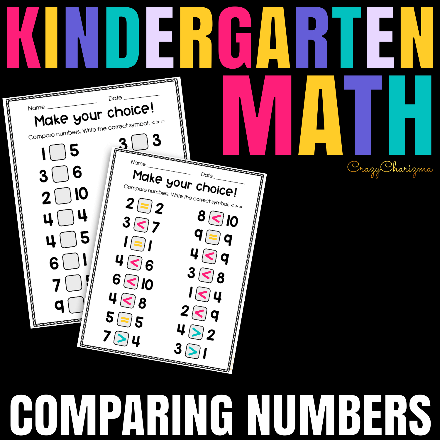 Practice comparing numbers to 10 with these worksheets. Kids will decide what symbol to use and whether numbers are greater than, less than, or equal to each other.