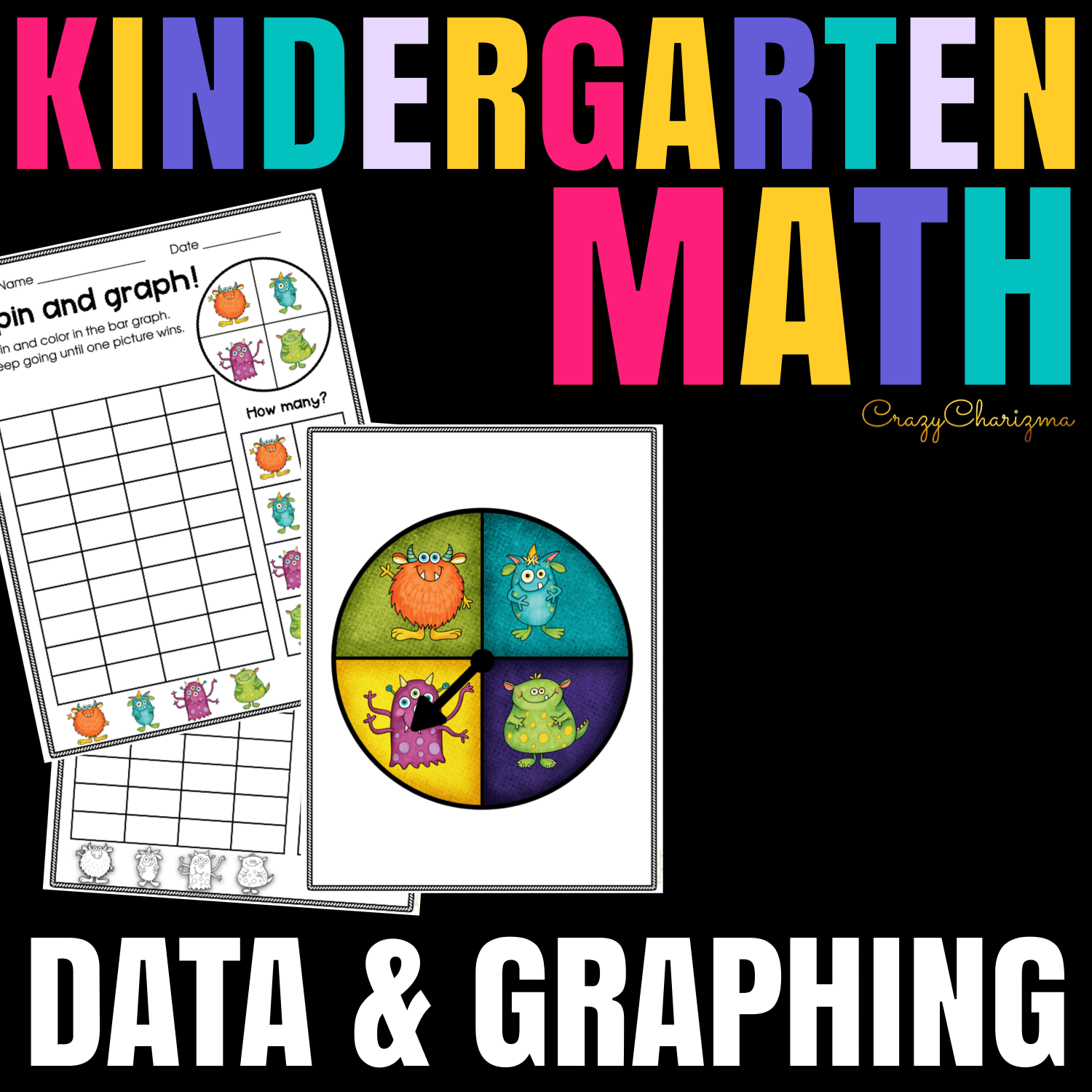 Need to practice data and graphing? Kids will spin spinners and graph data they got into bar graphs. You can use these pages as no-prep worksheets, or interactive centers for pair work or group work.