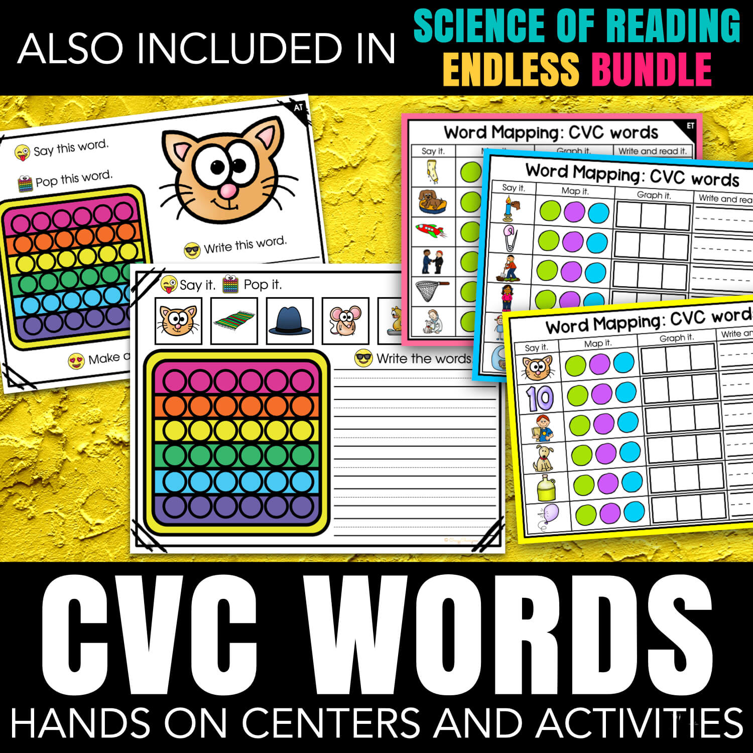 CVC Words Hands-On Centers Science of Reading Aligned