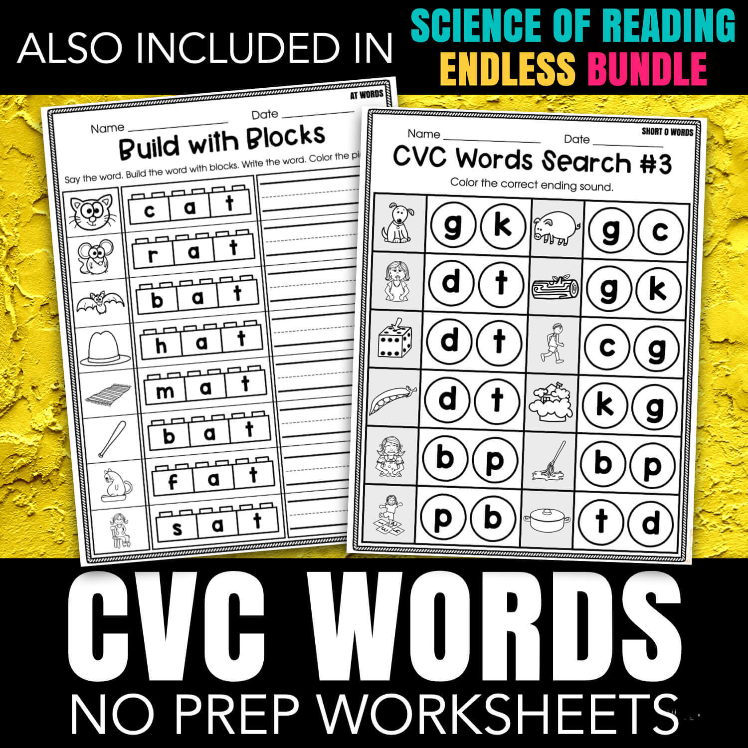 CVC Words Worksheets Science of Reading Aligned
