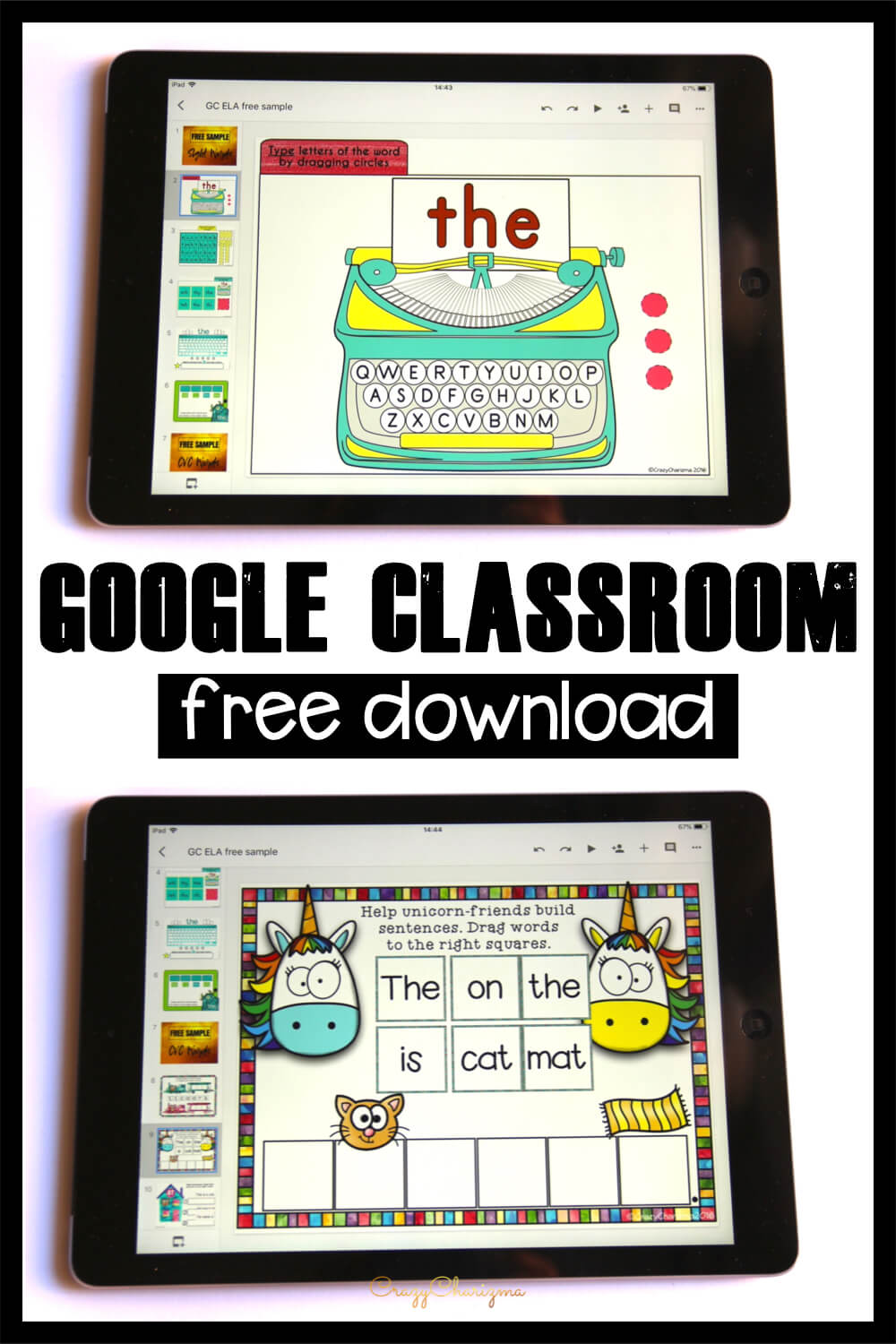 Word Work Activities for Google Classroom Free Download