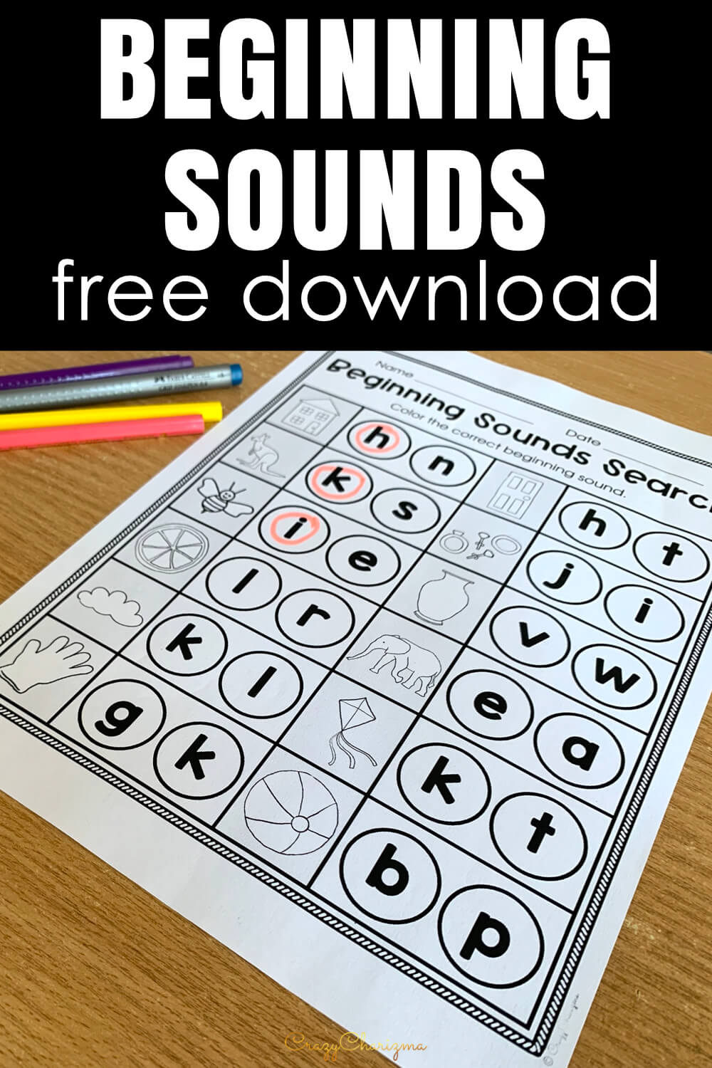 Beginning Sounds Worksheets Free Download