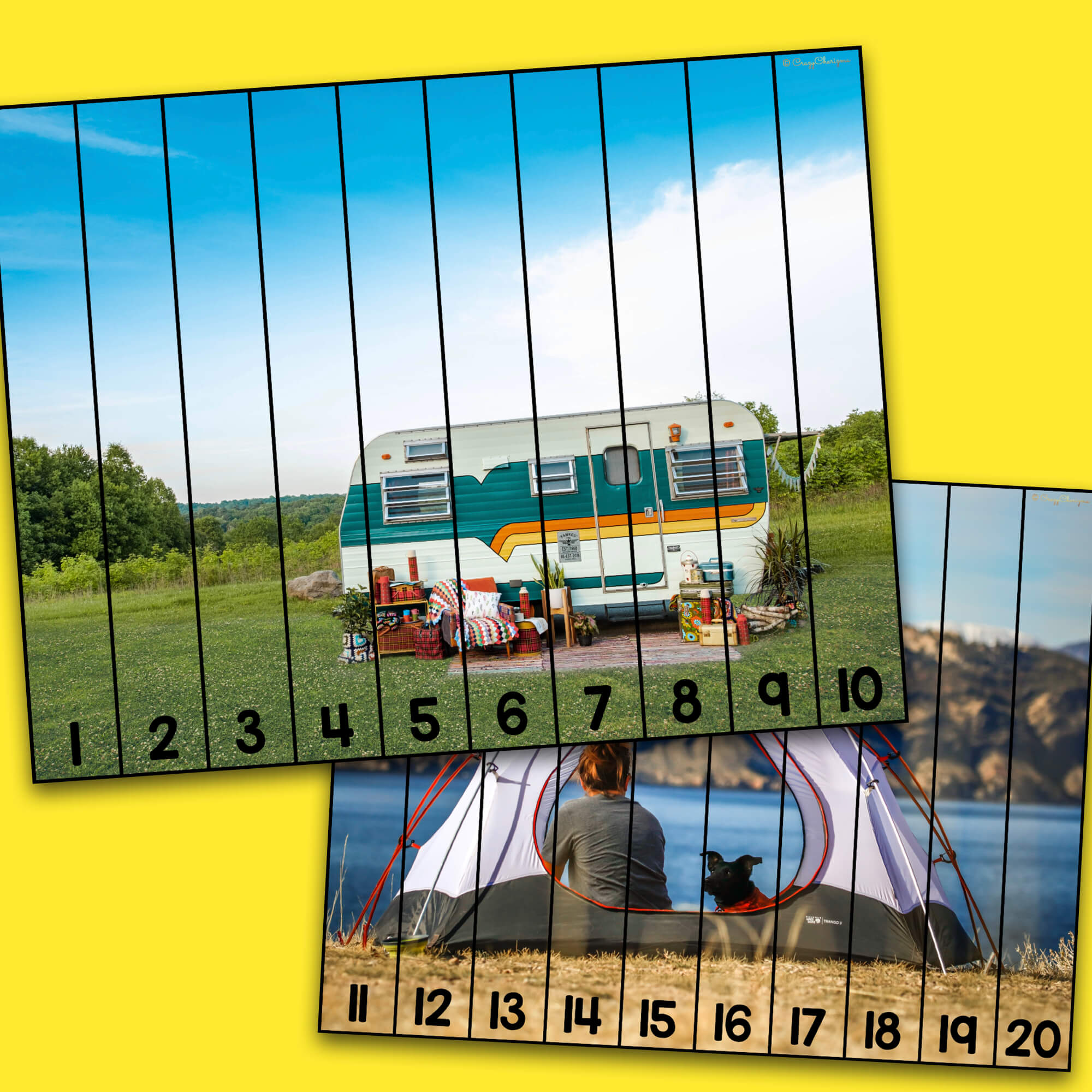 Camping Math Activities: Free Numbers Puzzles with Real Photos