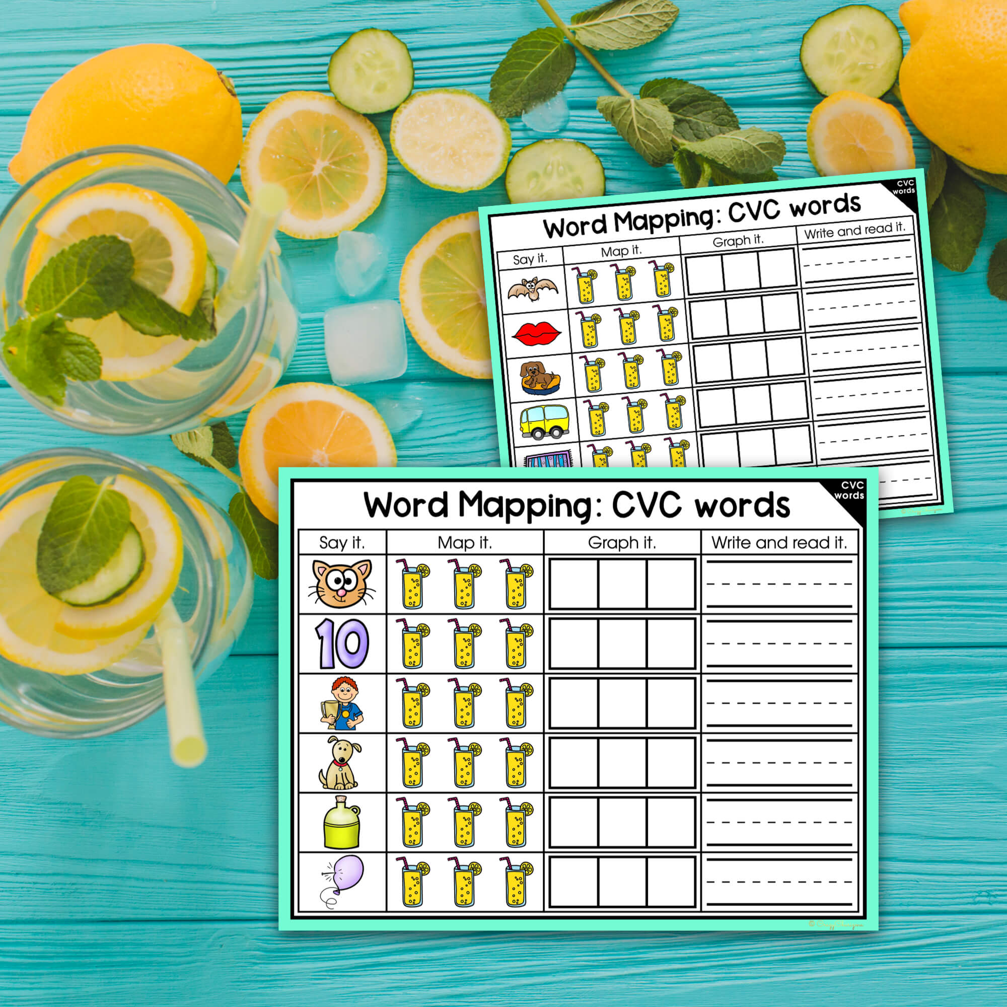 Unleash the Magic of Free Lemonade Printables with CVC Word Mapping Mats!