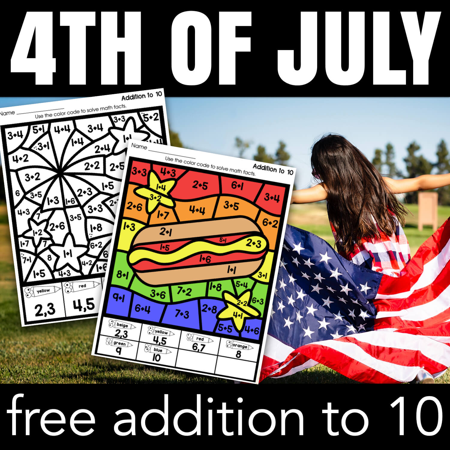 Free 4th of July Printables - Color-by-code activities