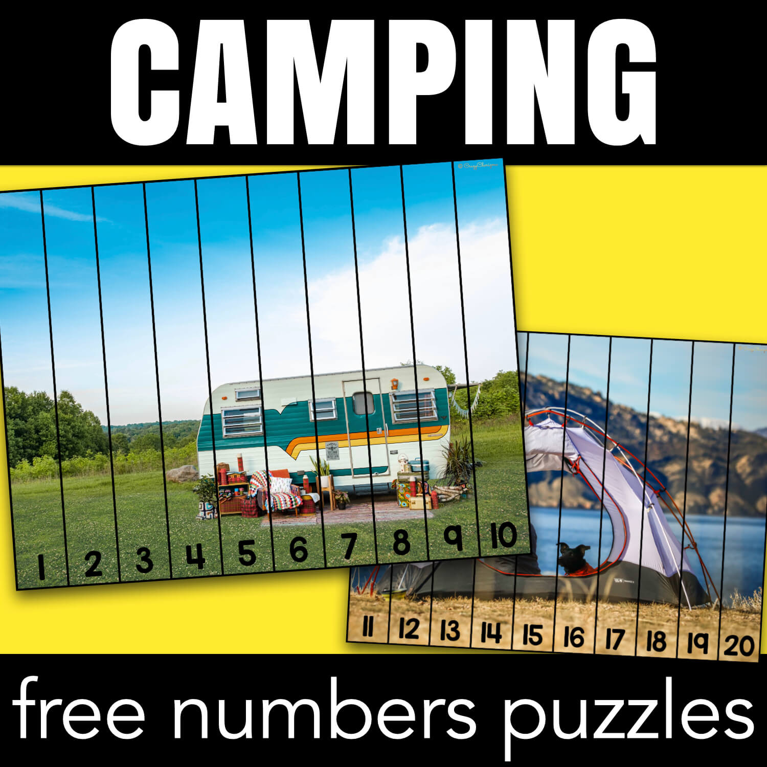 Camping Math Activities: Free Numbers Puzzles with Real Photos Download