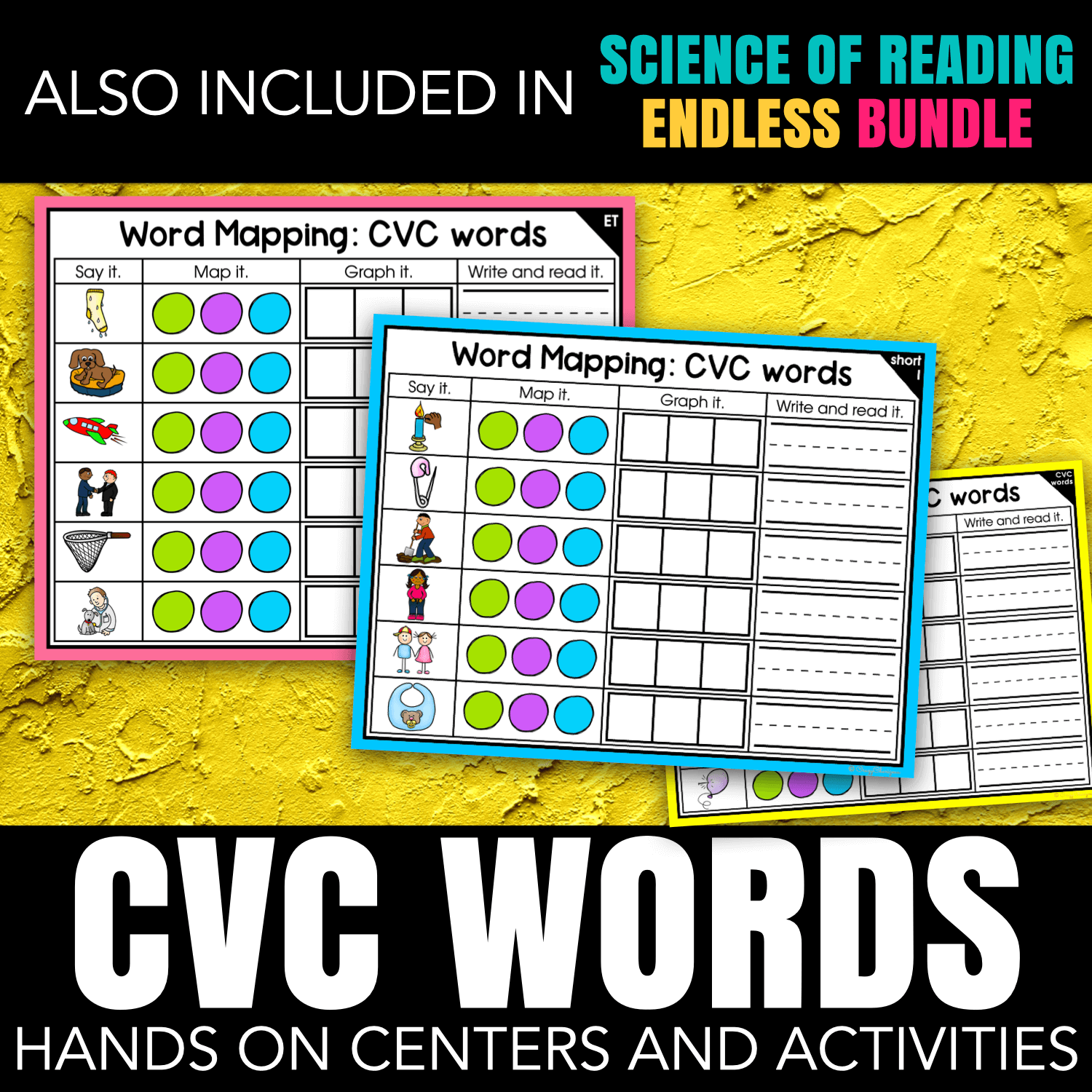 CVC Word Mapping Mats Phonics Centers Kindergarten