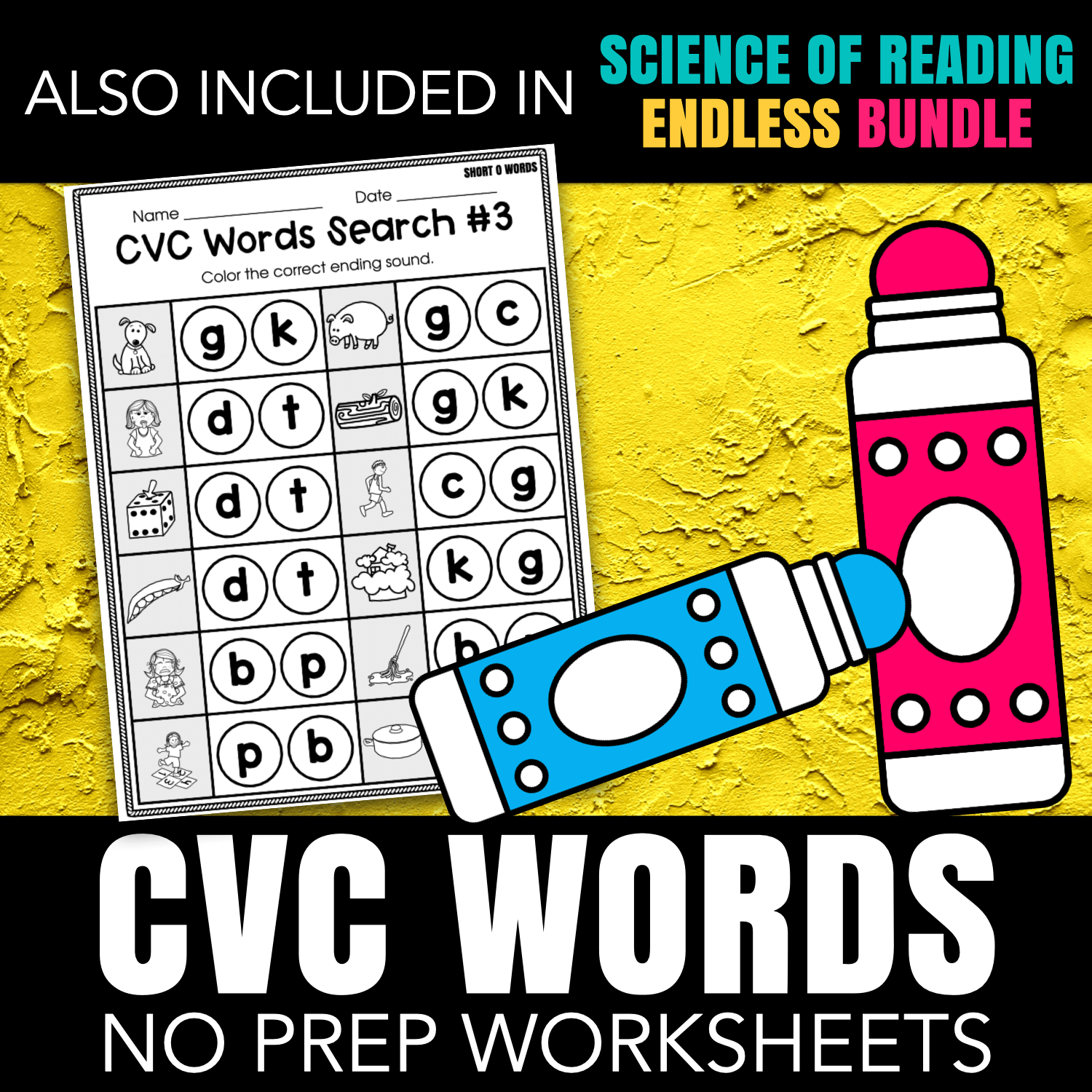 CVC Words Worksheets Beginning Middle Ending Sounds