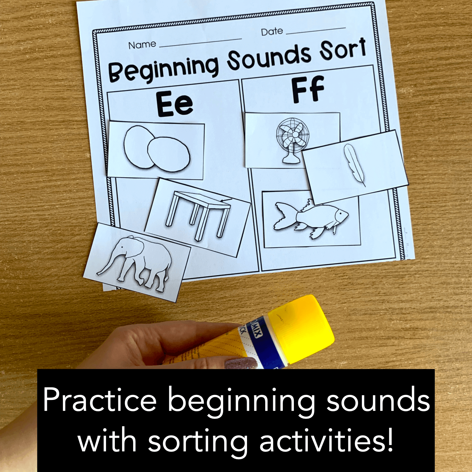 Beginning Sound Sort with Pictures Worksheets - resource in action photo 1