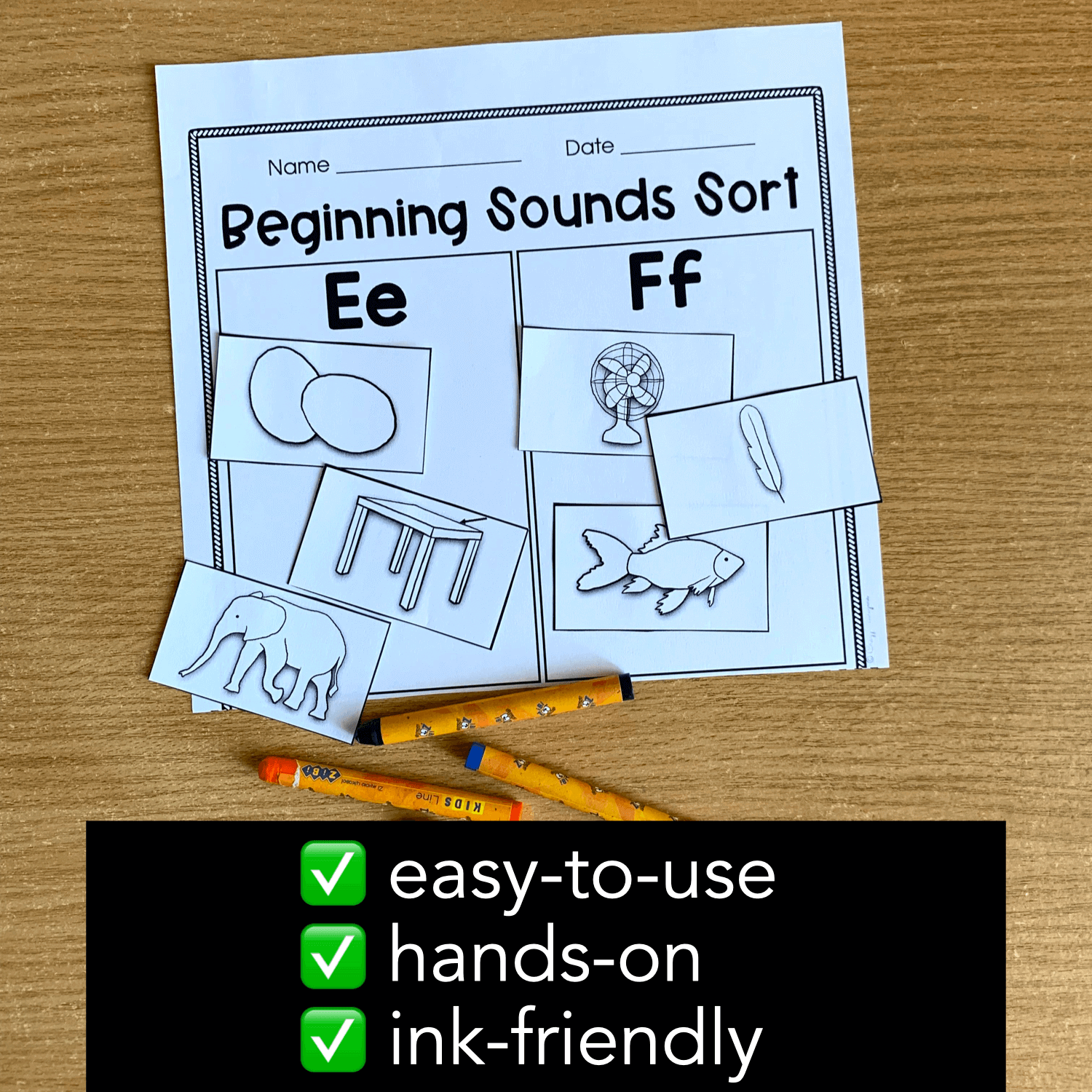 Beginning Sound Sort with Pictures Worksheets - resource in action photo 2