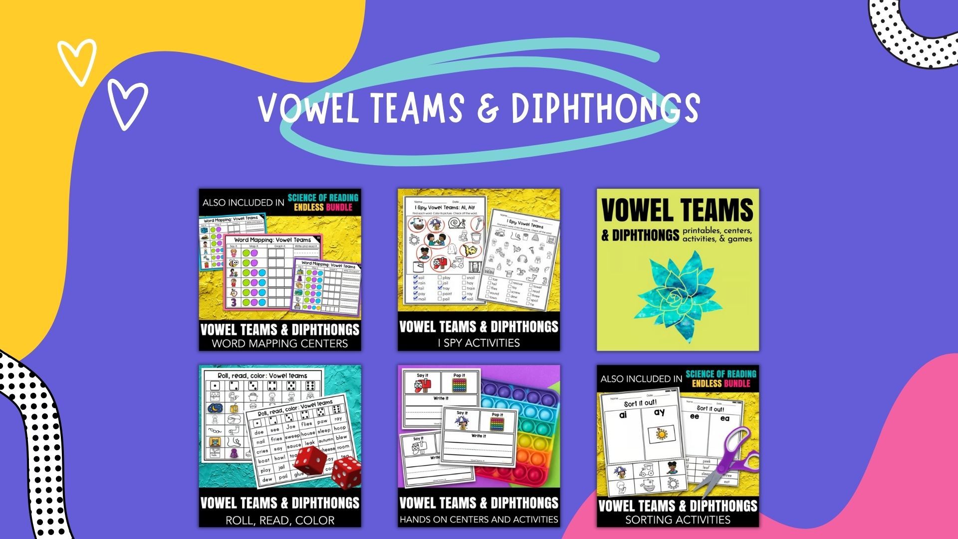 THE PHONICS ENDLESS BUNDLE: Vowel teams & diphthongs