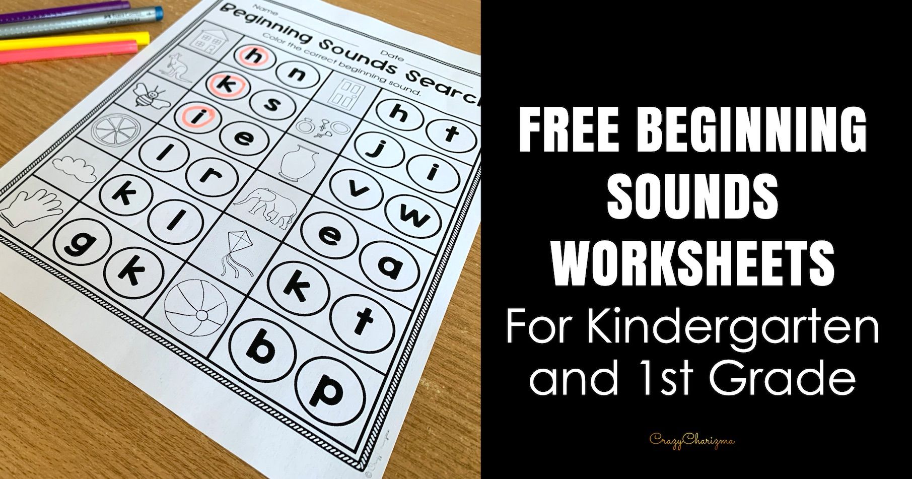 Free Beginning Sounds Worksheets for Kindergarten and 1st Grade