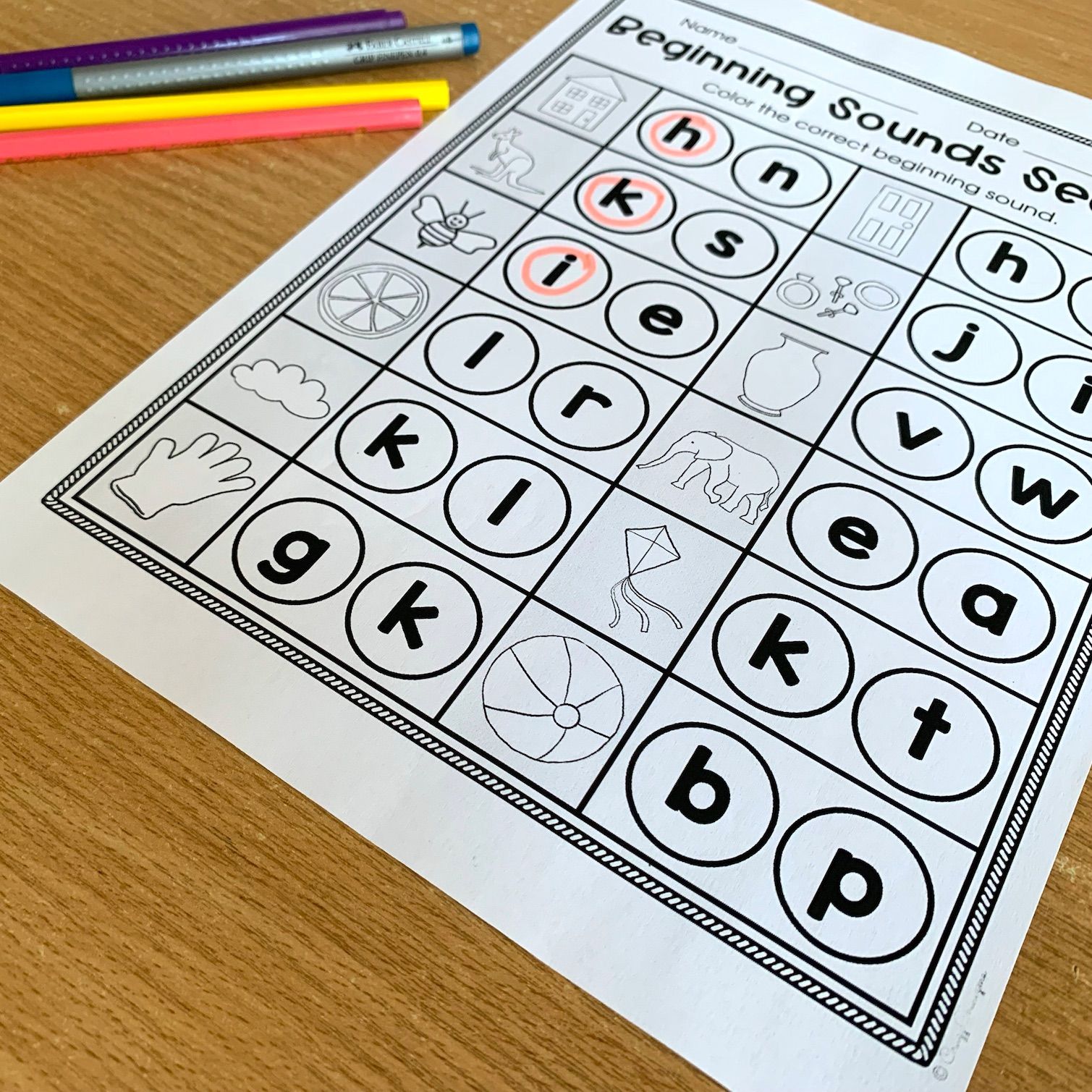 Free Beginning Sounds Worksheets for Kindergarten & 1st Grade (Free Printable Phonemic Awareness Activities)