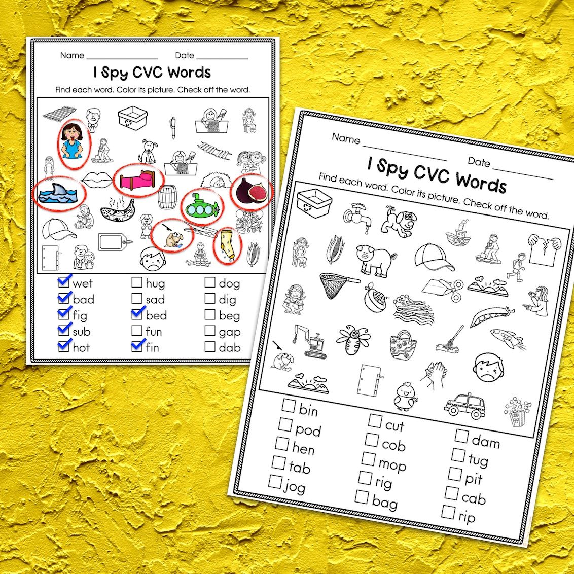 Free CVC Worksheets for Kindergarten